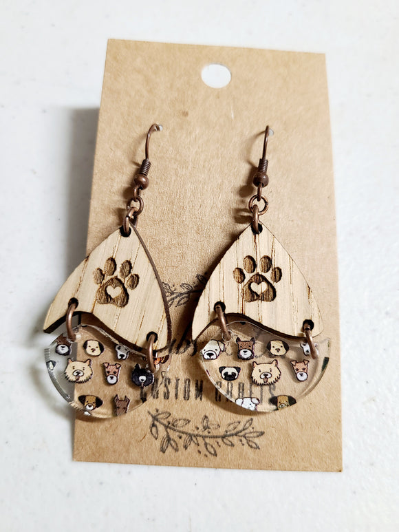 handmade dog print earring