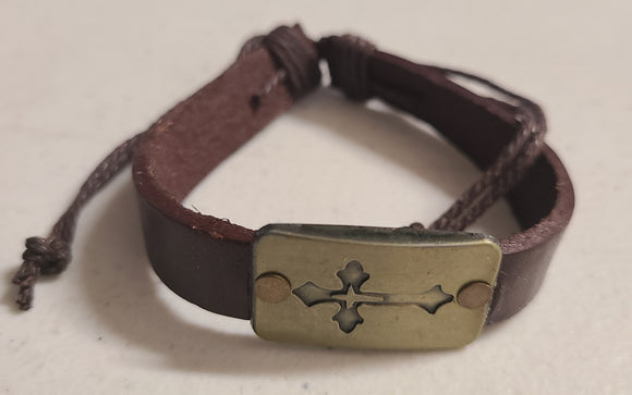 leather cross drawstring bracelet