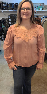 sienna colored lace top