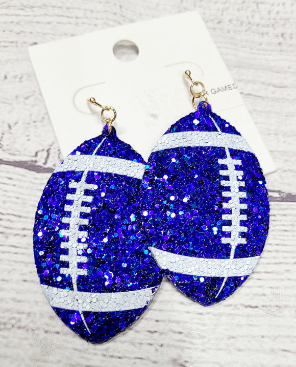game day blue and white- glitter football