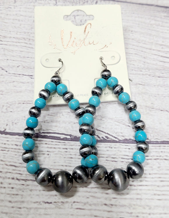 Navajo pearl and turquoise colored stone earring
