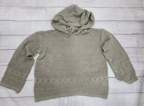 open crochet textured sweater hoodie