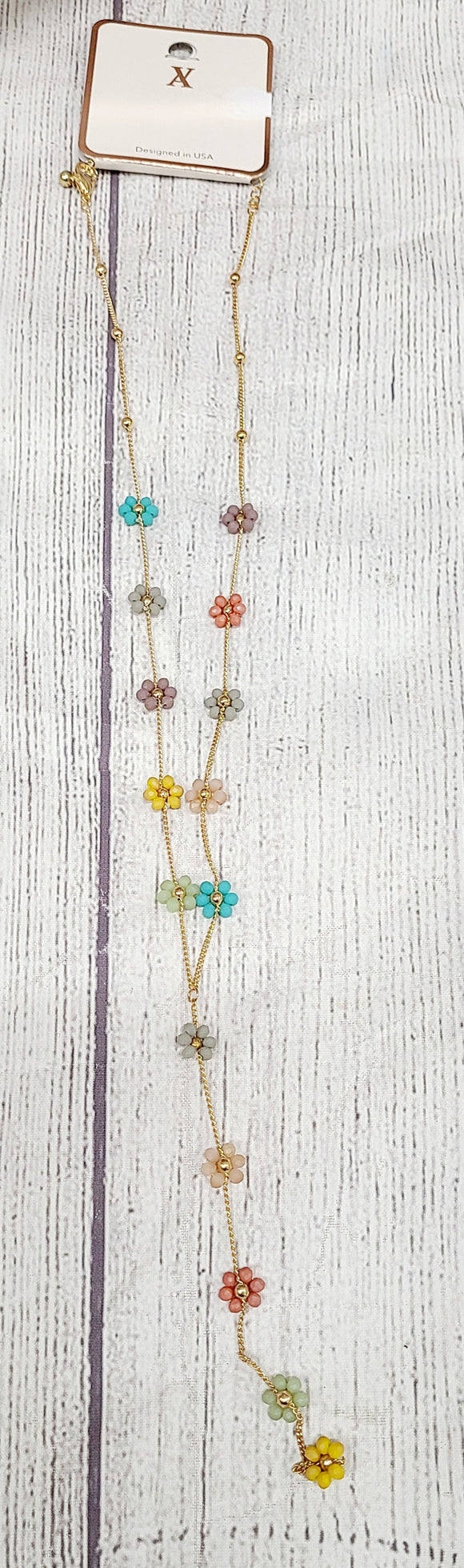 flower power long strand necklace