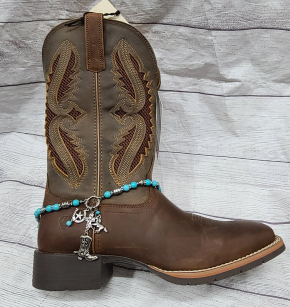 western dangle charms boot bracelet