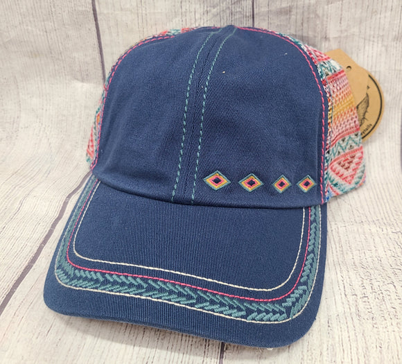 multicolored navy aztec hat