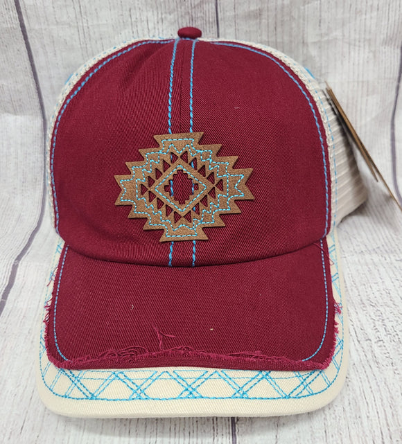 aztec burgundy and teal hat