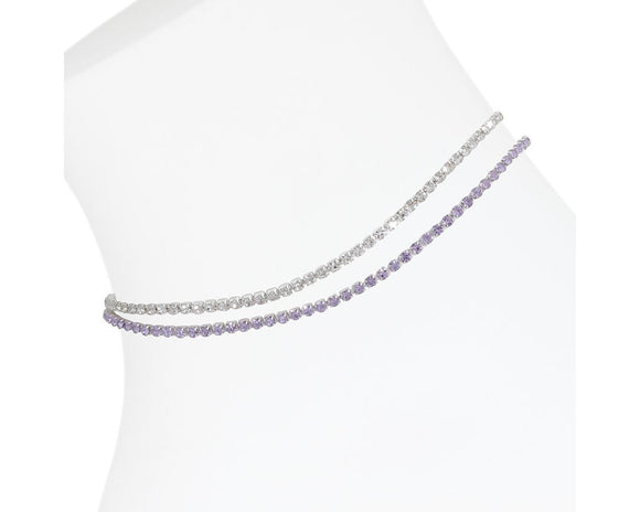 lavender and clear rhinestone anklet
