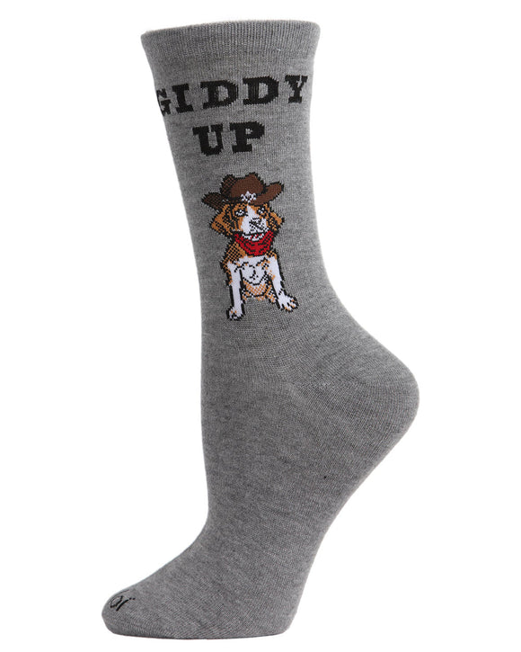 memoi bamboo Rayon socks- giddy up hound dog