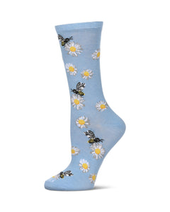 memoi bamboo Rayon socks- bee and flower
