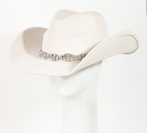 ivory twisted rhinestone band cowboy hat