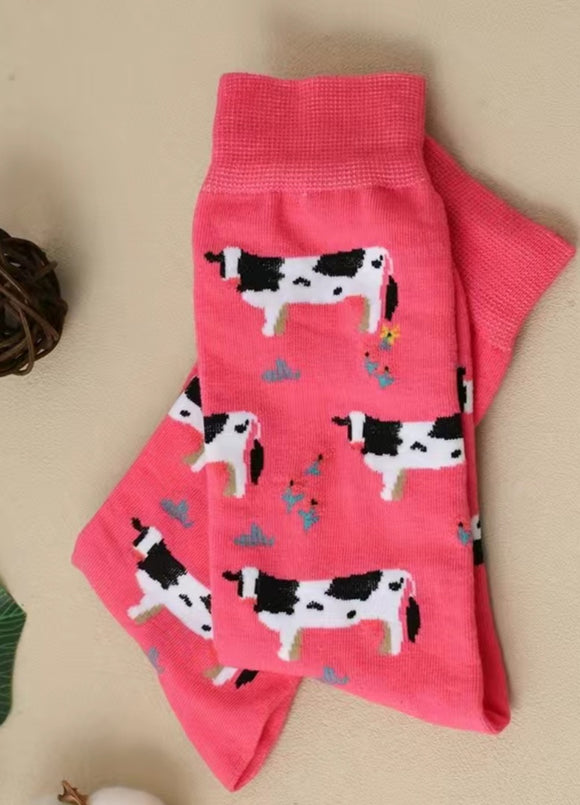 pink cow sock