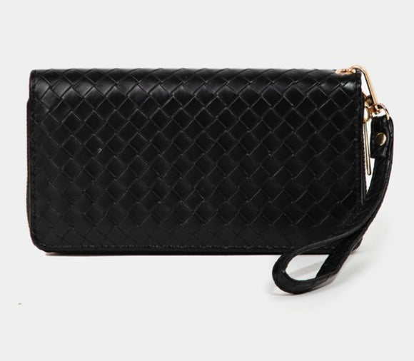 faux leather weave pattern wallet