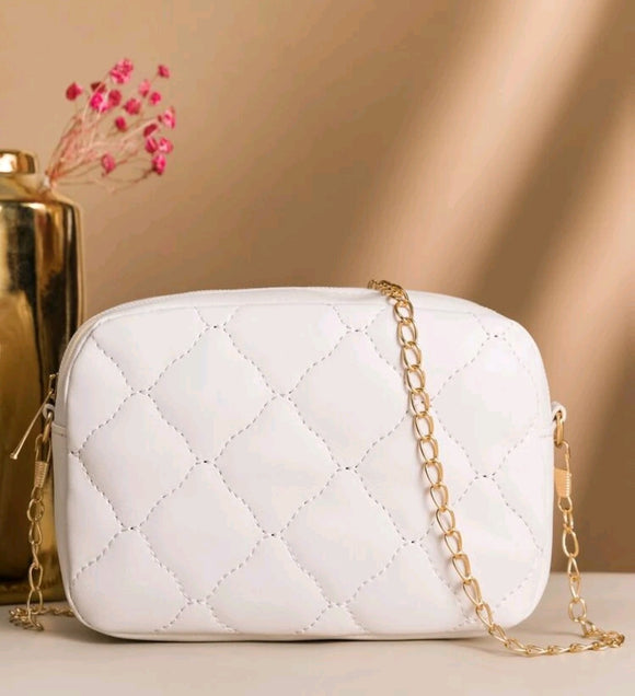 quilted white purse
