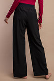 stretch woven straight pants- black