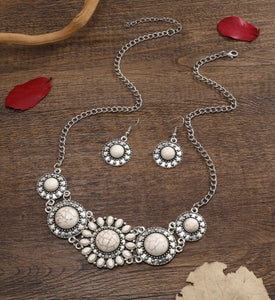 white crackle necklace and earring set