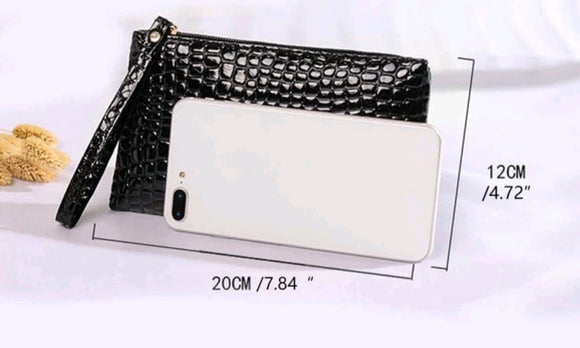 black croc wallet bag