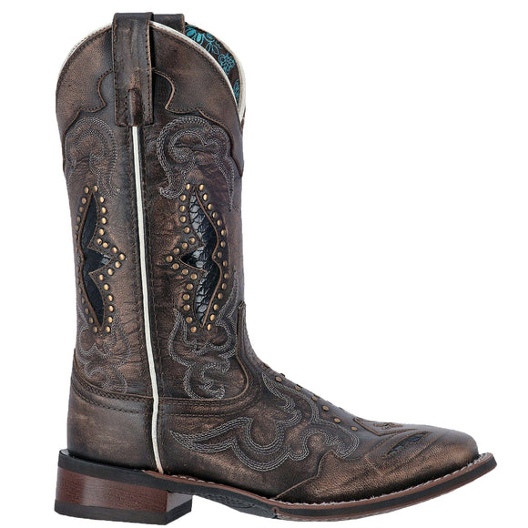 LAREDO WOMEN'S SPELLBOUND BLACK LEATHER COWGIRL BOOTS 5660
