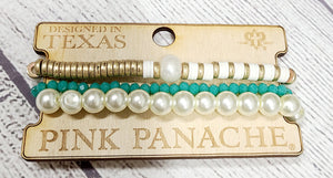 3 stretchy strand bracelet sets by pink panache- teal