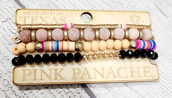 4 stretchy strand bracelet sets by pink panache- coral