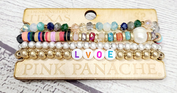 4 stretchy strand bracelet sets by pink panache- lvoe