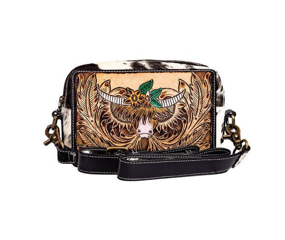 BLOOMIN' STEER HAND-TOOLED LEATHER BAG