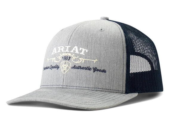 Ariat Mens Hat Baseball Cap Logo Embroidered Mesh Snap Back Denim A300082720