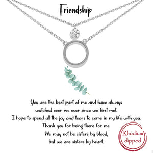RHODIUM DIPPED CUBIC ZIRCONIA FRIENDSHIP NECKLACE