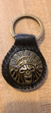 Montana West Real Leather Hair-On Cow-hide Indian Chief Skull Key Fob/Key Chain 1Pcs