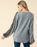 grey long sleeve with snow leopard sleeve
