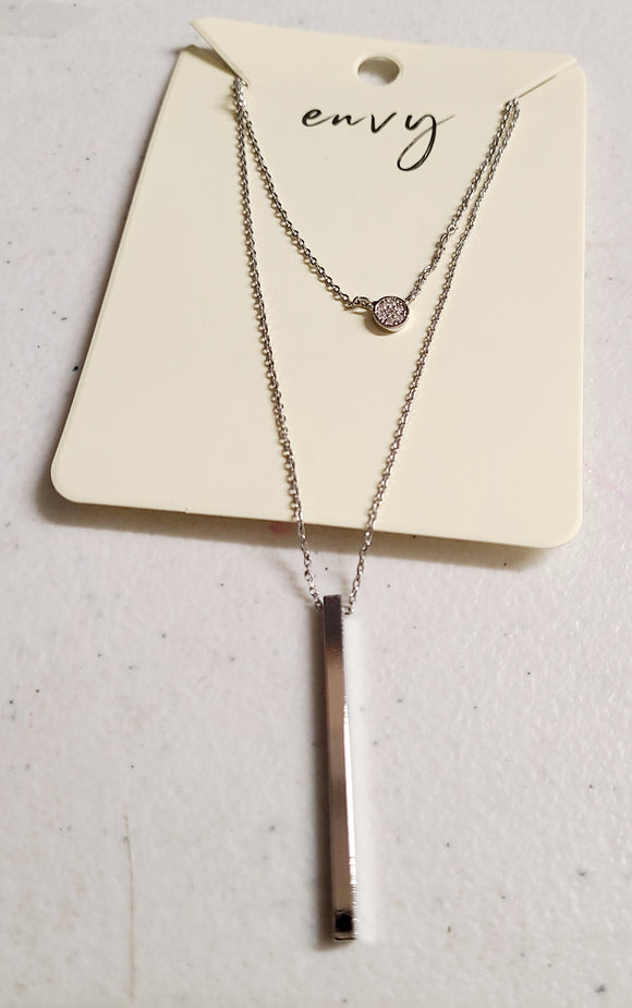 silver bar and circle encrusted sparkle pendant