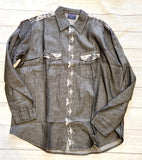 blackish grey over shirt with aztec design