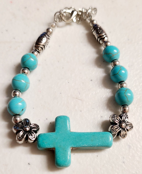 turquoise stone cross bracelet