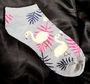 light grey flamingo sock