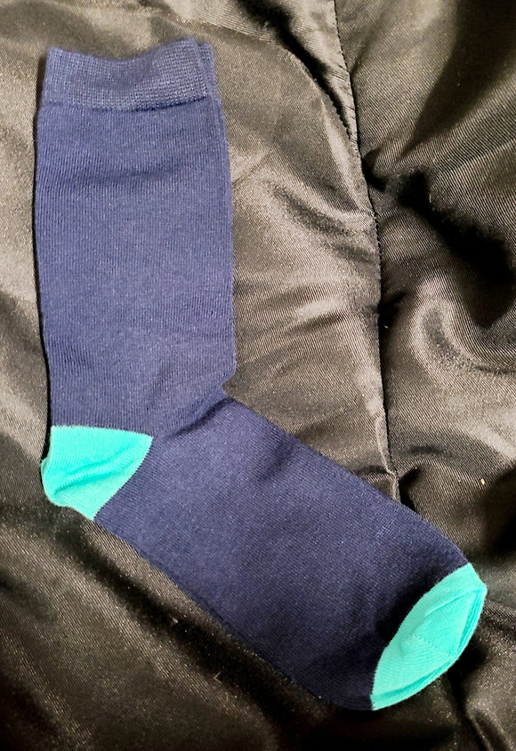 navy and teal sock
