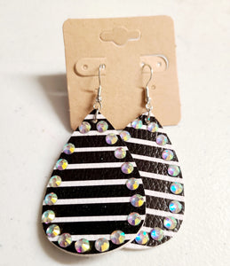 black and white striped earring