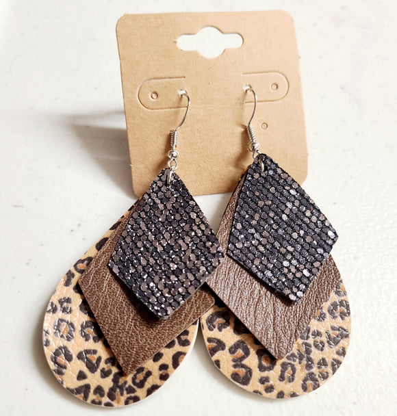 cheetah and sparkle earring