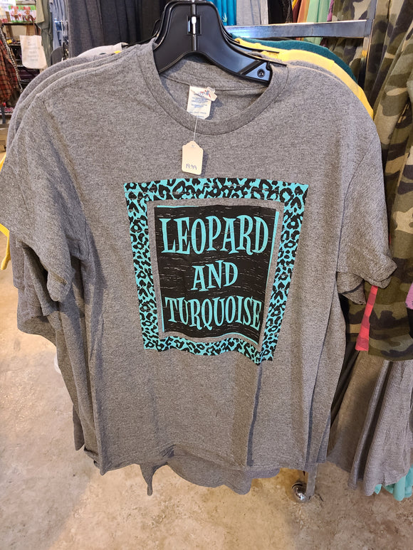 leopard and turquoise shirt