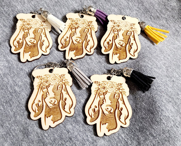 floral goat keychain