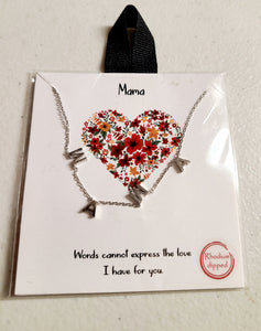 mama necklace rhodium dipped