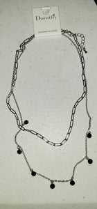 Silver Chain with Circle 2 Layer 16"-18" Necklace