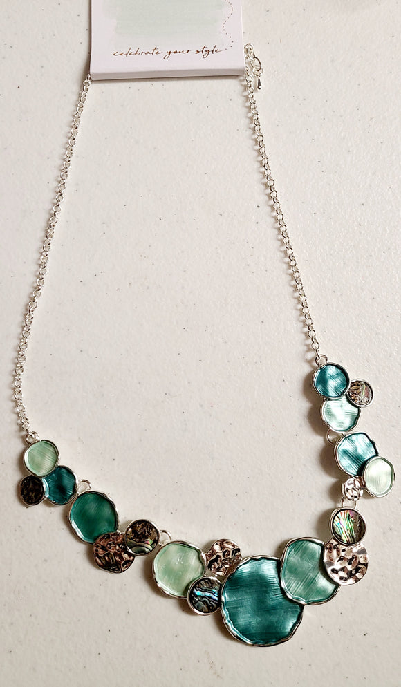abalone with blue necklace