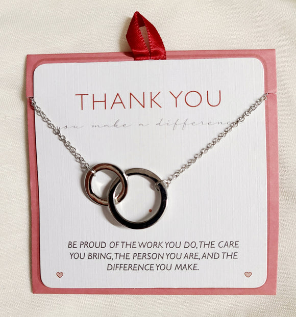 silver connected ring necklace