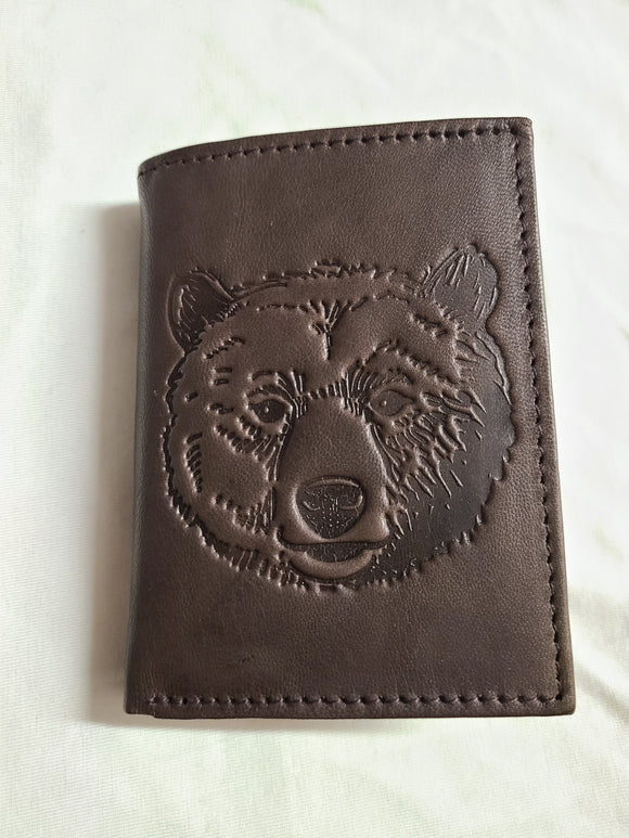 brown bear head rfid wallet