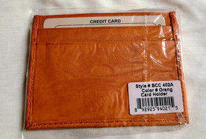 lambskin card holder- orange