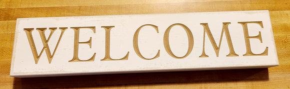 wood welcome sign