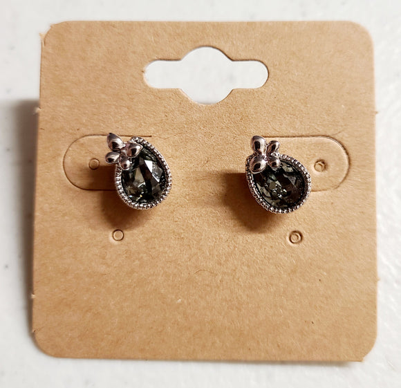 Swarovski stone earrings- grey butterfly