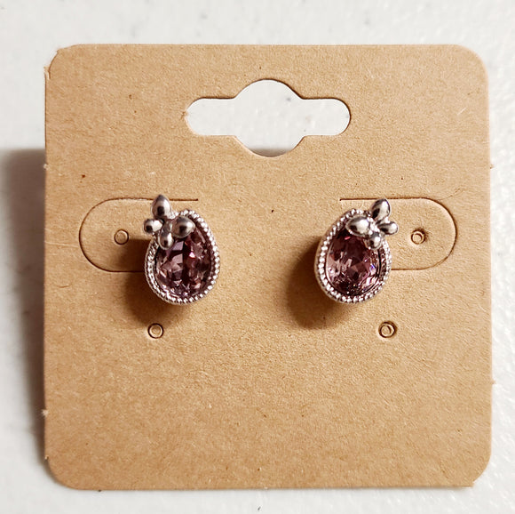 Swarovski stone earrings- pink butterfly