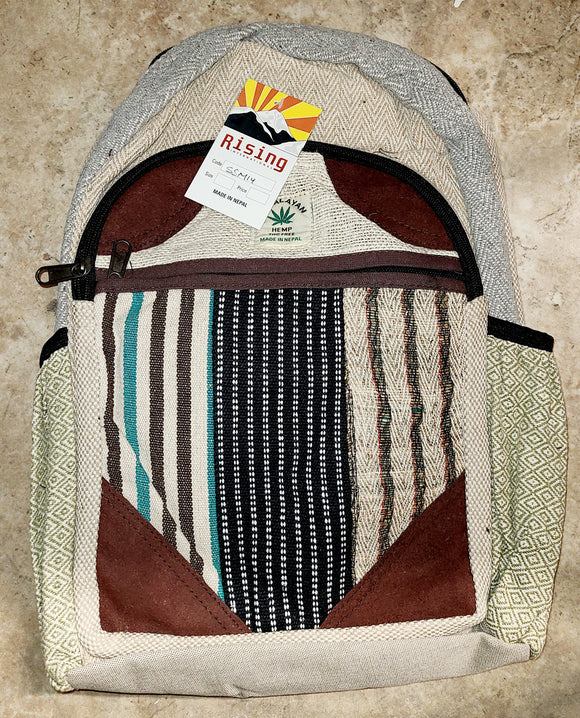 hemp backpack with striped front