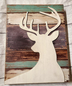 wooden deer head sign
