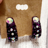 small acrylic rhinestone hoop earrings
